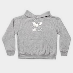 Trio palm leaves white on grey, gray, light-grey, tropical , fall TeePublic Kids Hoodie